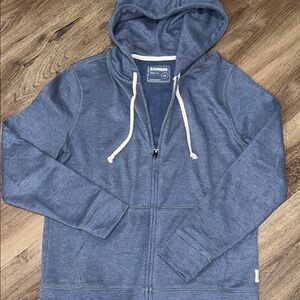 Express Men's Zip-Up Blue Sweater
